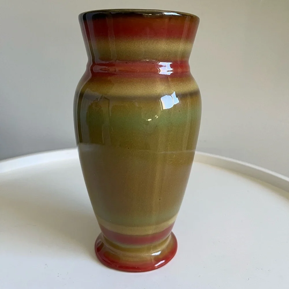 Vintage Ceramic Pottery Earth Tones Gloss Vase